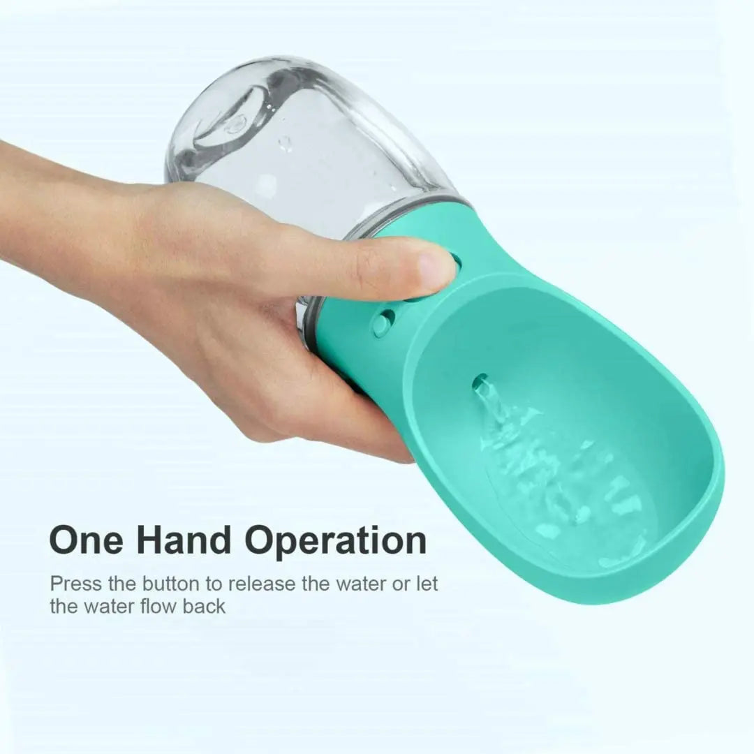 One hand for the leash, one for the bottle