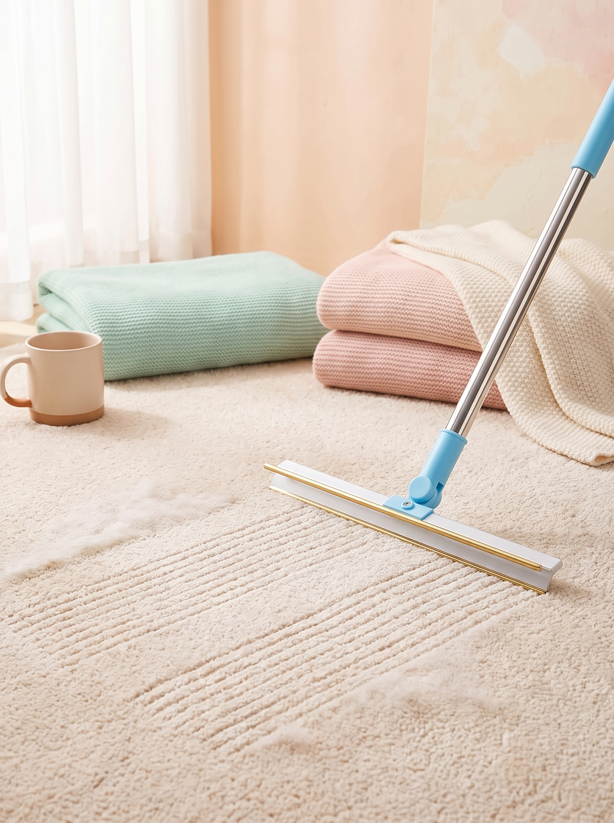 A carpet that looks freshly vacuumed