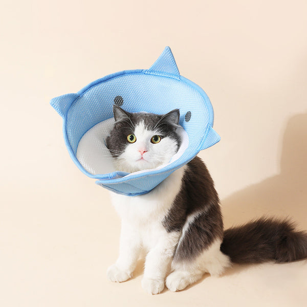 Soft Cat Recovery Collar Cat Cone Collar Nonwoven Fabric Elizabethan Collar Loops-Protective Wound Healing Specially Designed for Cats and Puppies - Easy to Eat and Drink