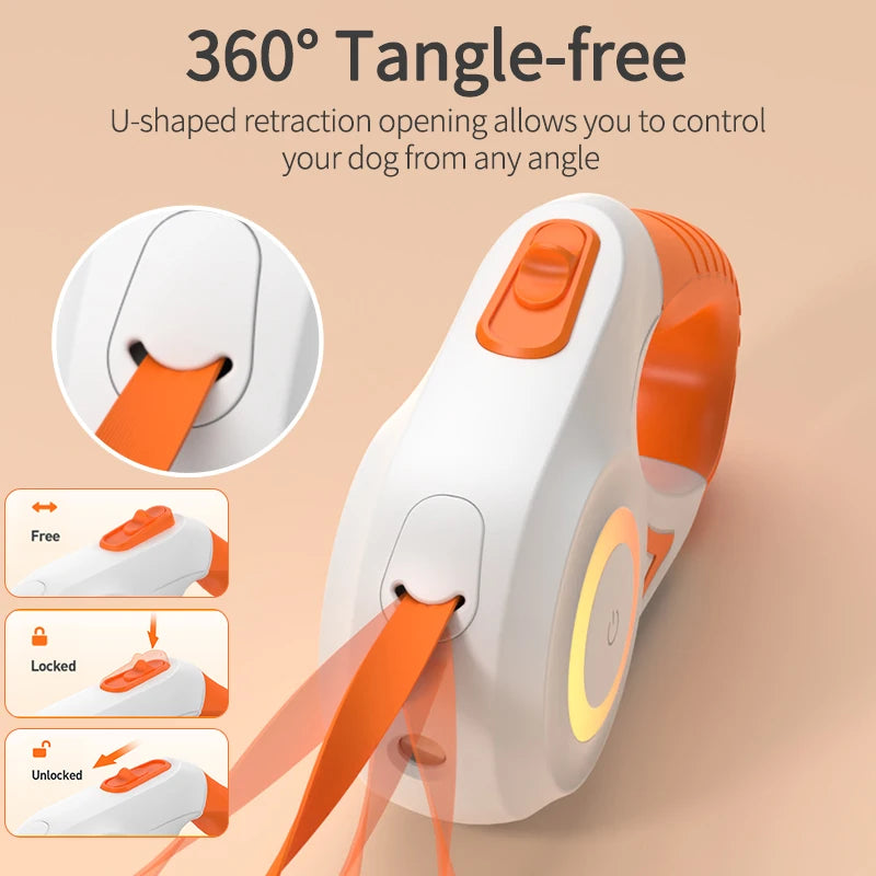 ROJECO 5M Automatic Retractable Dog Leash LED Luminous Leading Fashion Light Straps for Dog Puppy Pet Flexi Walking Running Lead