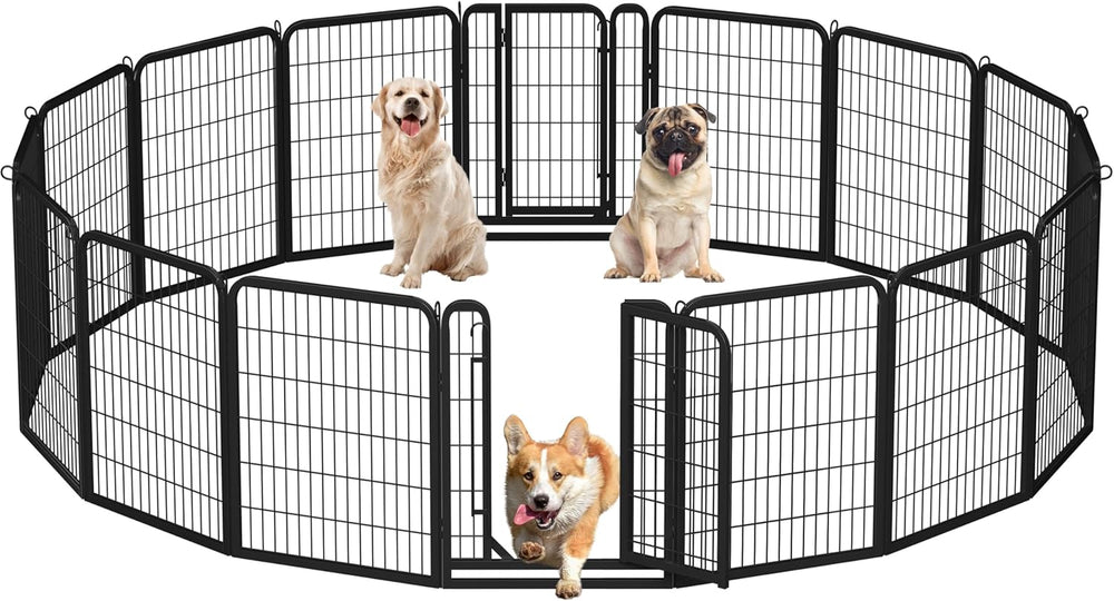 Yaheetech Dog Playpen 32In 16 Panels Pet Fence for Indoor Yard RV Camping