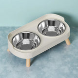 Fashion Pet Dual Food and Water Station Stainless Steel Bowls with Neck Support for Cats and Dogs