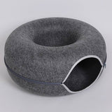 Donut Cat Tunnel Bed Pets House Natural Felt Pet Cat Cave Interactive Toys round Wool Felt Pet Bed Cat Training Toy Cat House