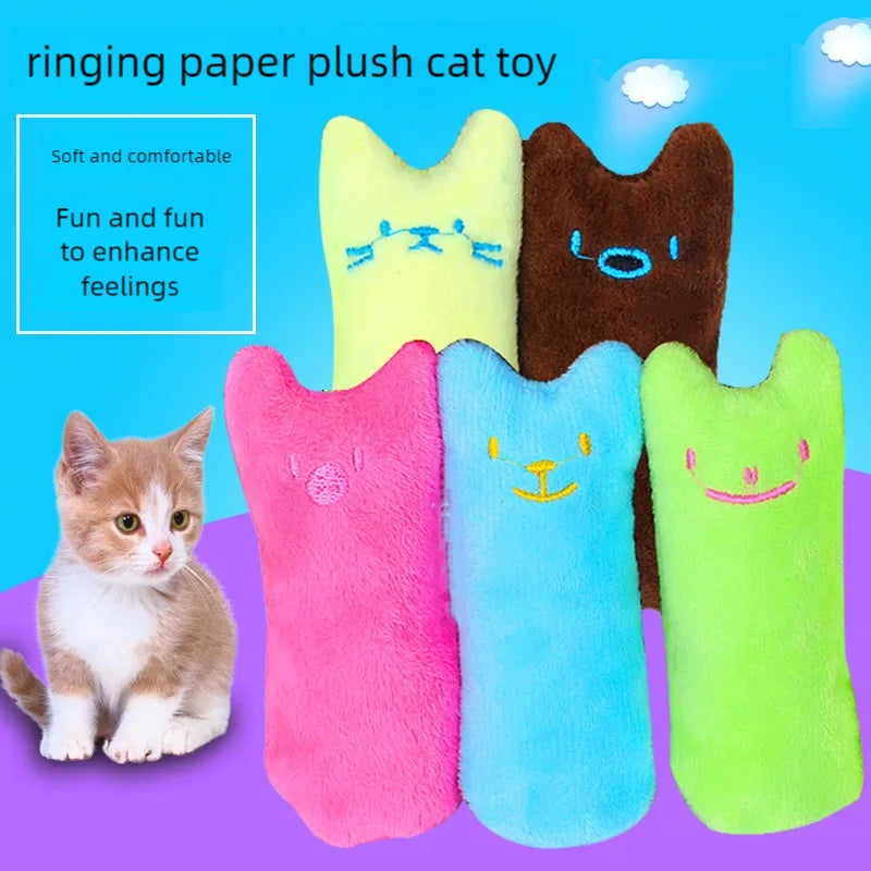 Teeth Grinding Catnip Toys Funny Interactive Plush Cat Toy Pet Kitten Chewing Vocal Toy Claws Thumb Bite Cat Mint for Cats