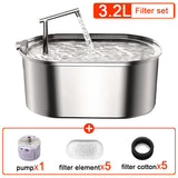 3.2L NEW Stainless Steel Cat Water Fountain Automatic Cats Drinker Drinking Fountain for Cat Dog Pet Water Dispenser Accessories