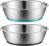 Lightweight Stainless Steel Cat Dog Bowls, 3 US Cup Each, 2-Pack