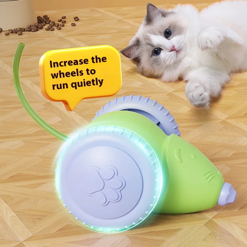 Electric Mouse Car Interactive Cat Toy Rechargeable Automatic Kitten Toy Intelligent Obstacle Avoidance Cat Toy