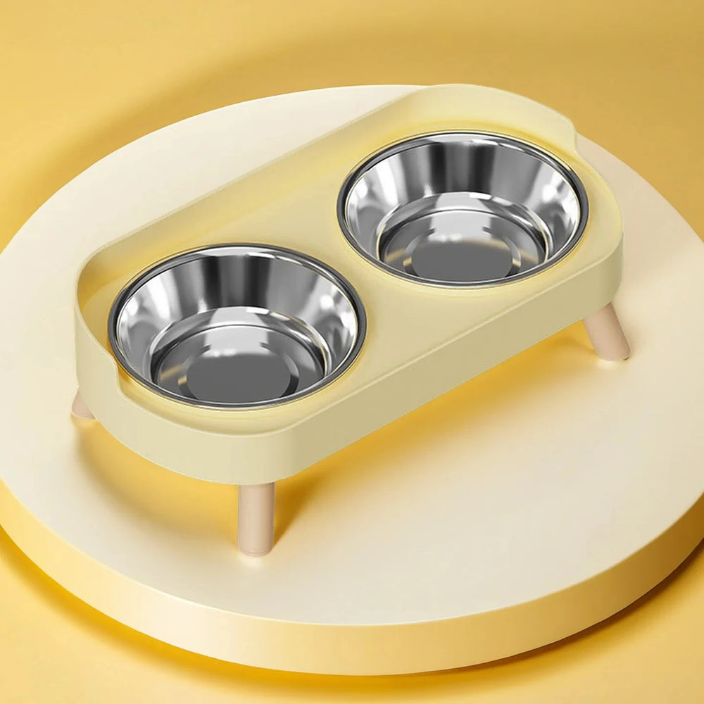 Fashion Pet Dual Food and Water Station Stainless Steel Bowls with Neck Support for Cats and Dogs