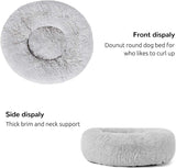 Calming Donut Cuddler Dog Bed, round Fluffy Pet Bed for Large Dogs,Washable, Large, Gray, 30''