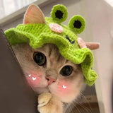 Hand-Made Cat Hat Elastic Woven Cap Pet Hat Puppy Kitten Headwear Knitted Hat Party Photo Shoot Props Decoration Cat Accessories