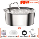 3.2L NEW Stainless Steel Cat Water Fountain Automatic Cats Drinker Drinking Fountain for Cat Dog Pet Water Dispenser Accessories