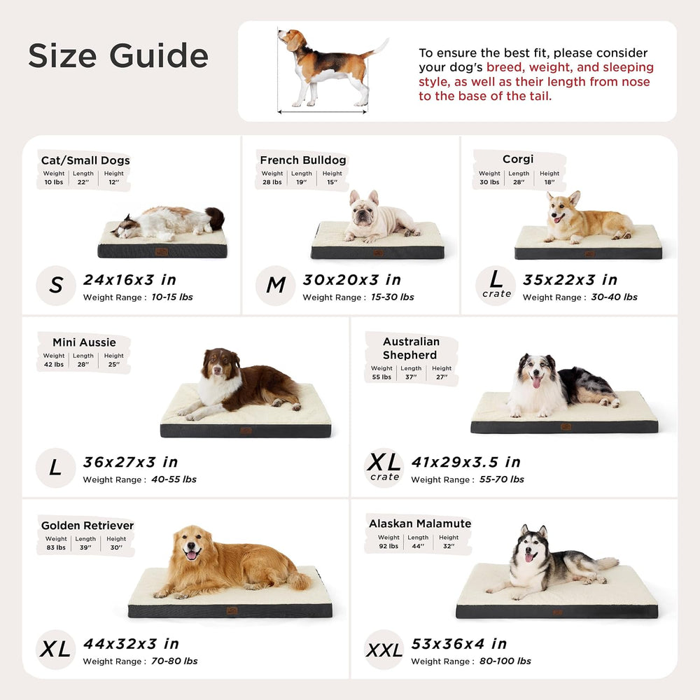 Bedsure XL Dog Bed, Extra Large Pet Bed with Comfy Sherpa,44X32In Grey