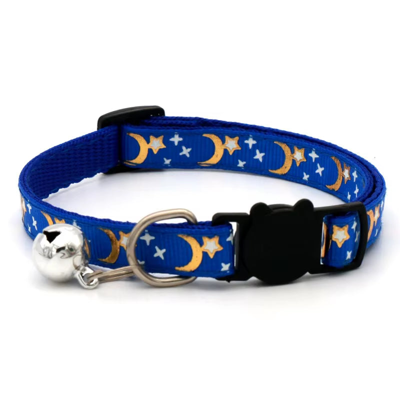 Pet Collar with Bell Cartoon Footprint Colorful Dog Puppy Kitten Collar Adjustable Safety Bell Ring Necklace Pet Accessories