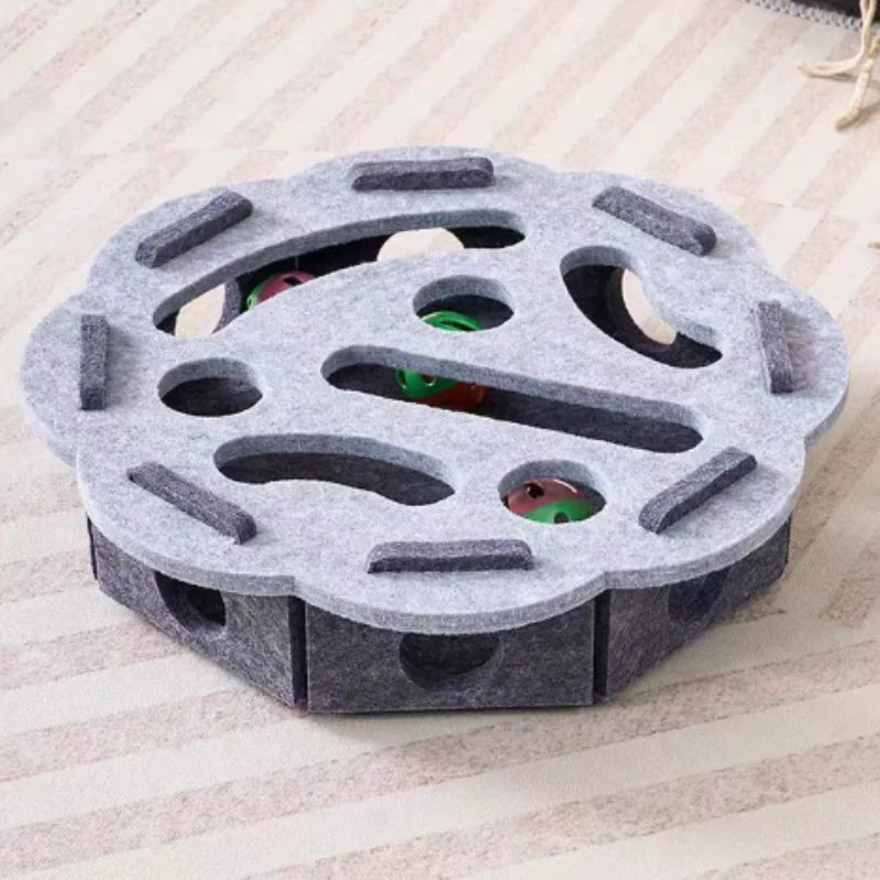 Pet Cat Puzzle Maze Holes Toys Felt Box with Bell Ball Kitten Playing Toys Interactive Funny Cat Supplies