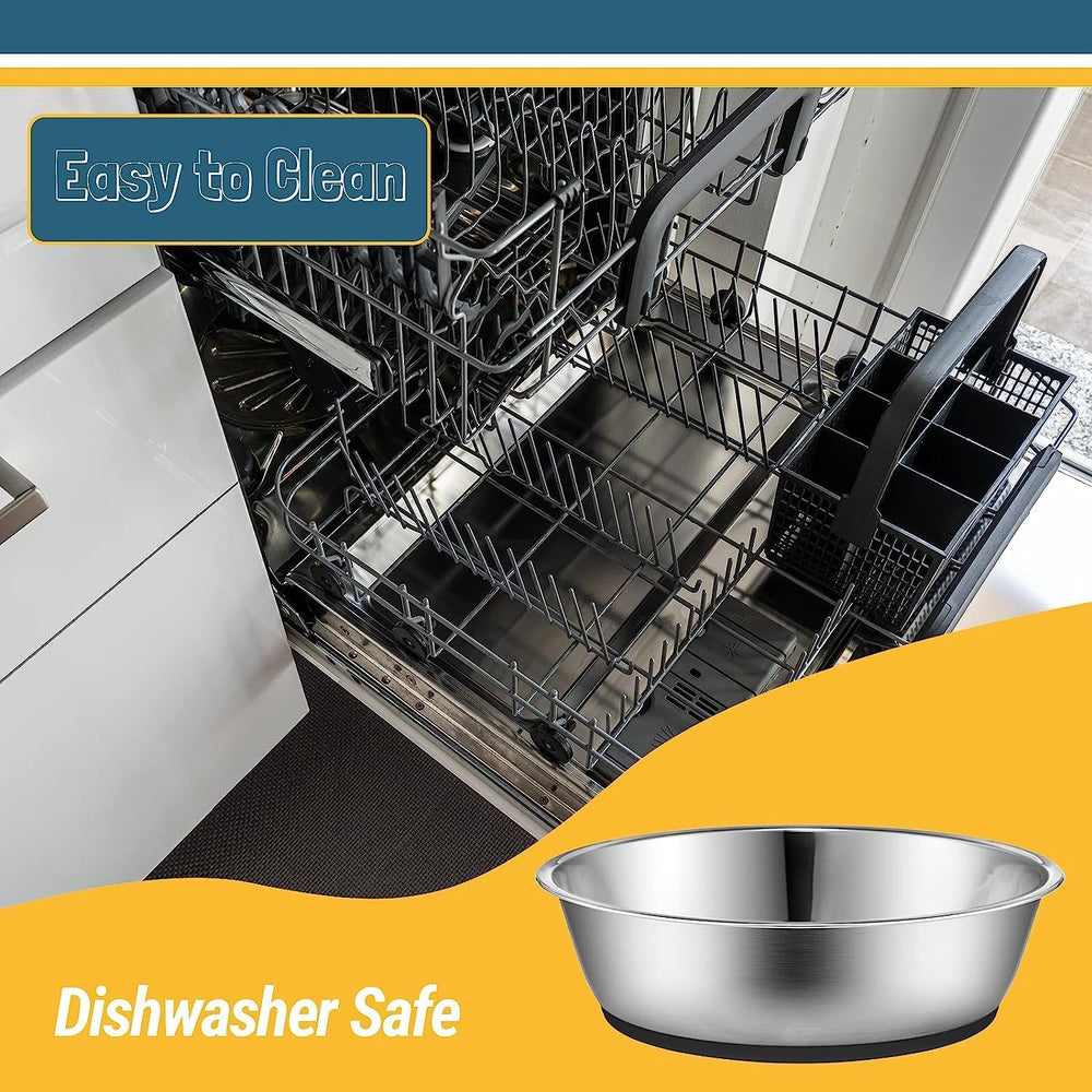 Lightweight Stainless Steel Cat Dog Bowls, 3 US Cup Each, 2-Pack