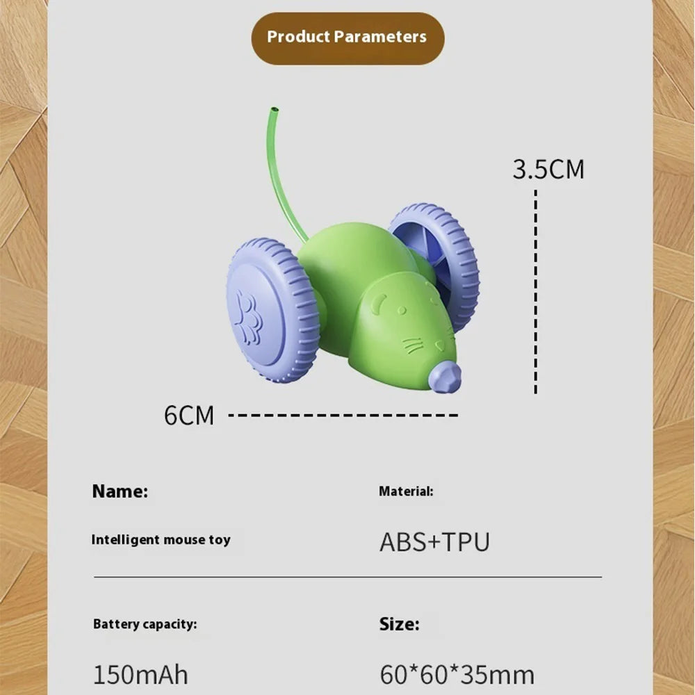 Electric Mouse Car Interactive Cat Toy Rechargeable Automatic Kitten Toy Intelligent Obstacle Avoidance Cat Toy