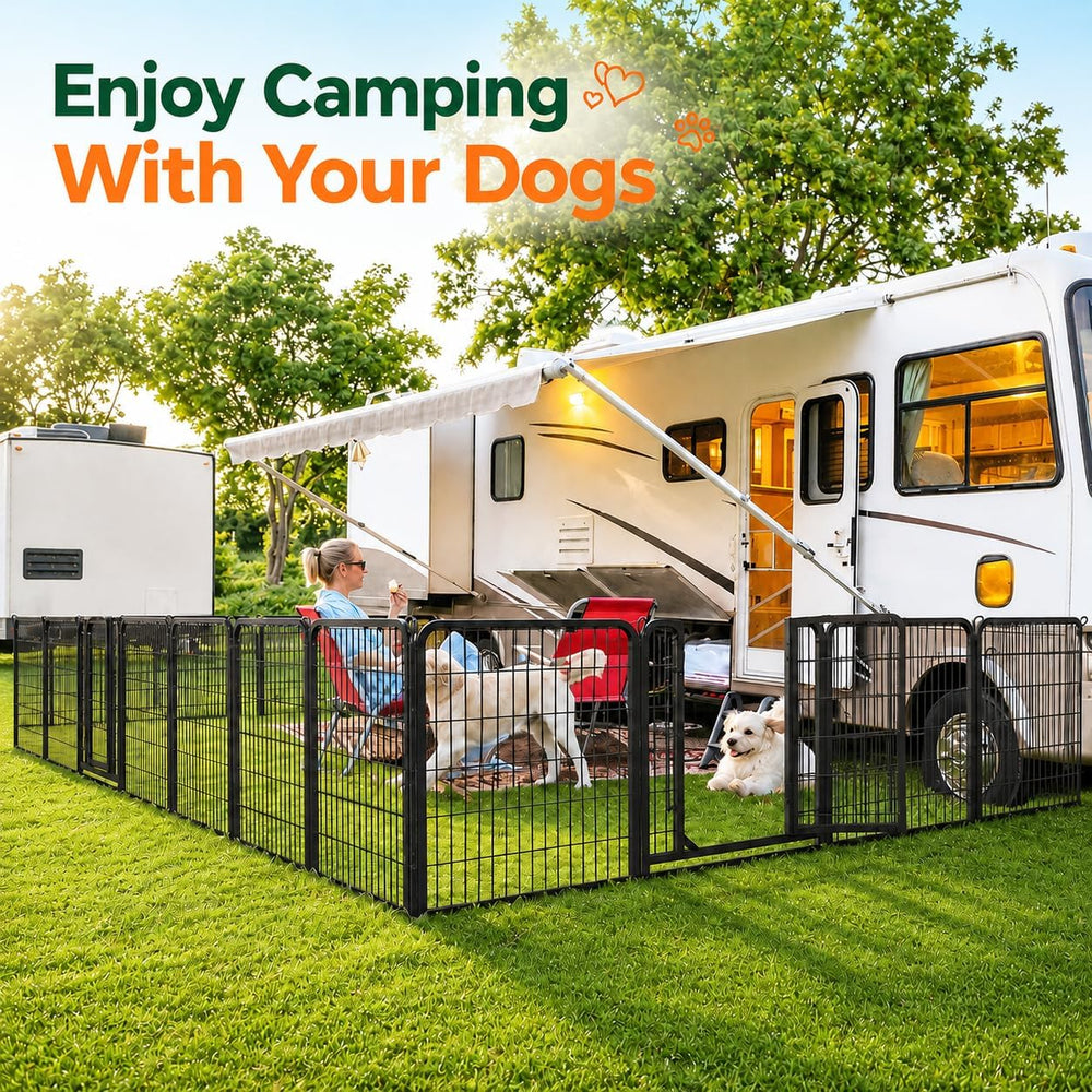 Yaheetech Dog Playpen 32In 16 Panels Pet Fence for Indoor Yard RV Camping