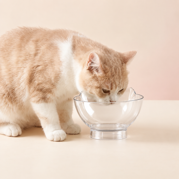 Elevated Transparent Double Cat Bowl Set