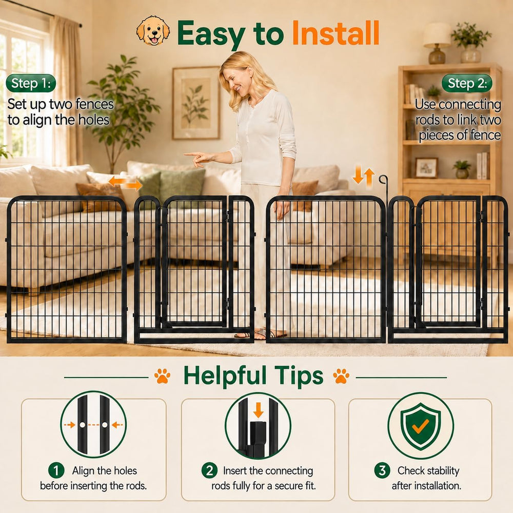 Yaheetech Dog Playpen 32In 16 Panels Pet Fence for Indoor Yard RV Camping