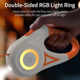 ROJECO 5M Automatic Retractable Dog Leash LED Luminous Leading Fashion Light Straps for Dog Puppy Pet Flexi Walking Running Lead