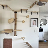 Cat Wall Climbing Shelf Steps Ladder Scratching Post Scratcher Bed Hiding House for Cats Tree Tower Pet Furniture Accessories