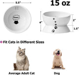 Elevated Cat Food Bowl, Raised Food and Water Bowl for Cat and Small Dog, Tilted Ceramic Water Bowls No Spill,15Oz, Dishwasher Safe
