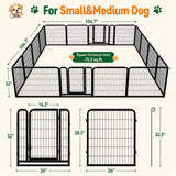 Yaheetech Dog Playpen 32In 16 Panels Pet Fence for Indoor Yard RV Camping