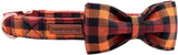 Fall Dog Collar with Bow, Black and Orange Print Fall Pet Collars Small