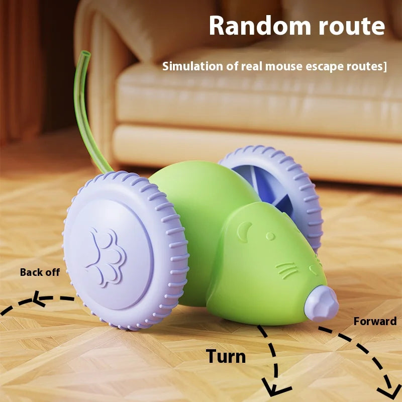Electric Mouse Car Interactive Cat Toy Rechargeable Automatic Kitten Toy Intelligent Obstacle Avoidance Cat Toy