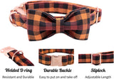 Fall Dog Collar with Bow, Black and Orange Print Fall Pet Collars Small