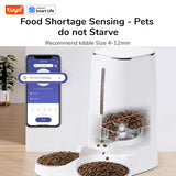 Wifi Automatic Cat Feeders for 2 Cats, 4L Cat Food Dispenser with APP Control, Double Stainless Steel Bowls, Low Food Alarms