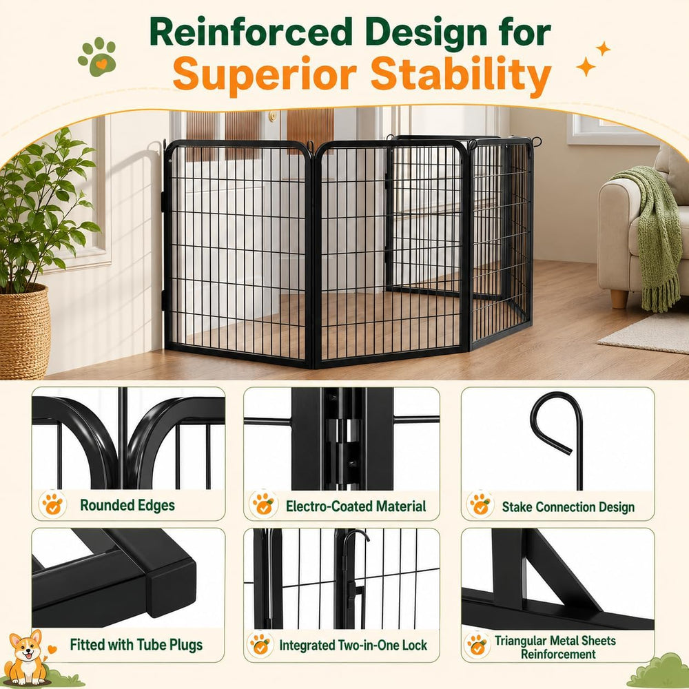 Yaheetech Dog Playpen 32In 16 Panels Pet Fence for Indoor Yard RV Camping