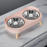 Fashion Pet Dual Food and Water Station Stainless Steel Bowls with Neck Support for Cats and Dogs