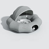 Round Cat Tunnel Nest Bed with Partial Cover and Summer Mat