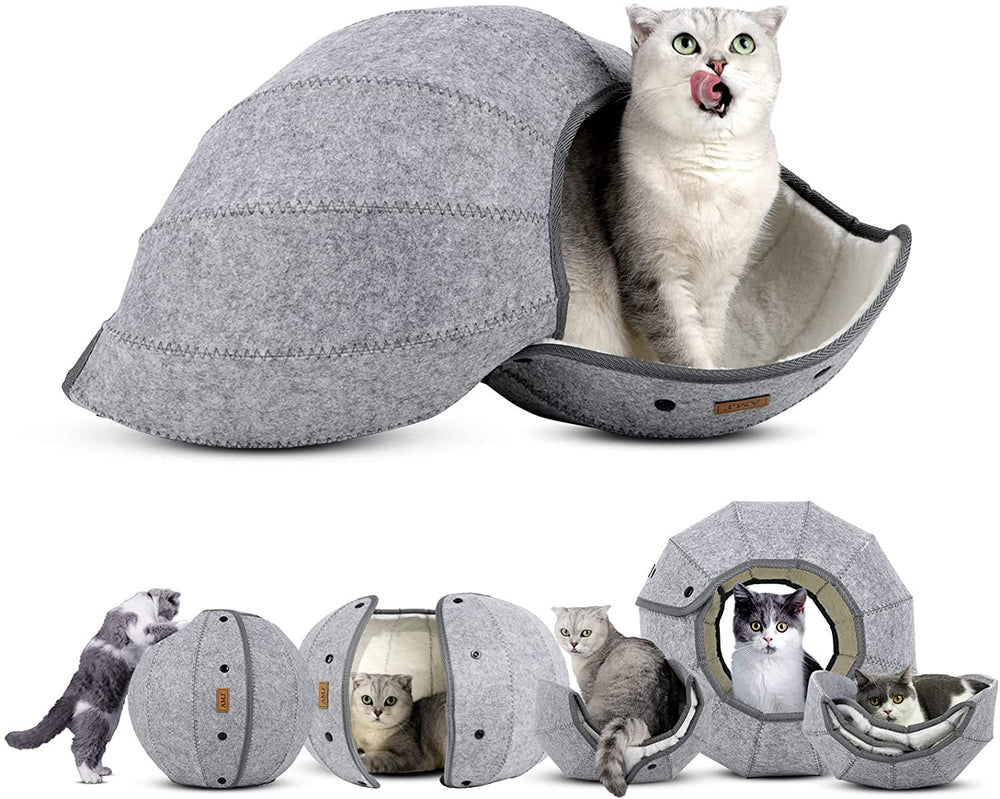 Cat Tunnel Toy Foldable Cat Tube Indoor Cat Cave Bed Multi-Function Pet Toy for Puppy Dogs Cats Interactive Ball Toy