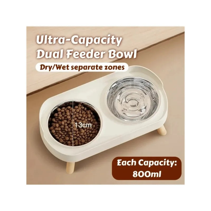 Fashion Pet Dual Food and Water Station Stainless Steel Bowls with Neck Support for Cats and Dogs
