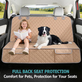 Dog Car Seat Cover for Back Seat Waterproof Backseat Protector, Nonslip Rear Seat Cover for Kids,Universal Size Fits Cars Trucks Suvs (Beige)