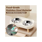 Fashion Pet Dual Food and Water Station Stainless Steel Bowls with Neck Support for Cats and Dogs