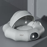 Round Cat Tunnel Nest Bed with Partial Cover and Summer Mat