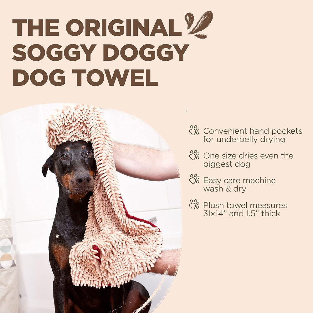 Soggy Doggy Super Shammy Absorbent Dog Towel, Beige, 31X14