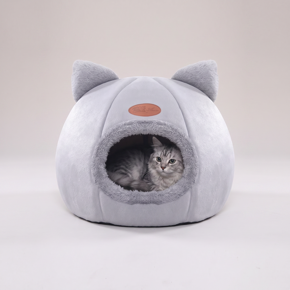 Cat Cave Bed studio image with cat