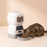 Automatic Cat Feeder 3.5L WiFi studio image with cat, warm beige tone