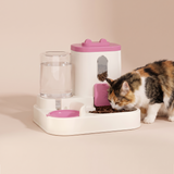 Cat Water Dispenser 2-in-1 Gravity Feeder studio image with cat, warm beige tone