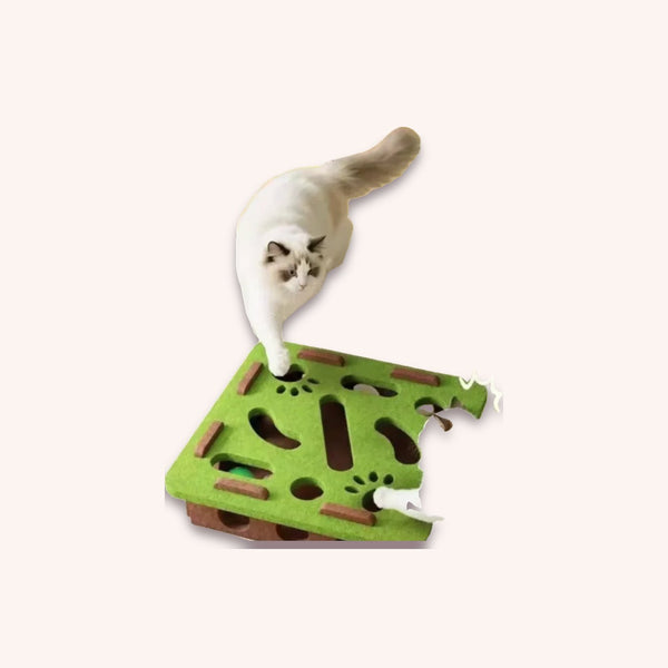 Cat puzzle toy, felt maze box with bells - momomoca