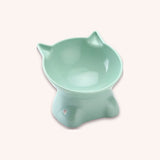 Raised cat bowl tilted ceramic feeder - momomoca