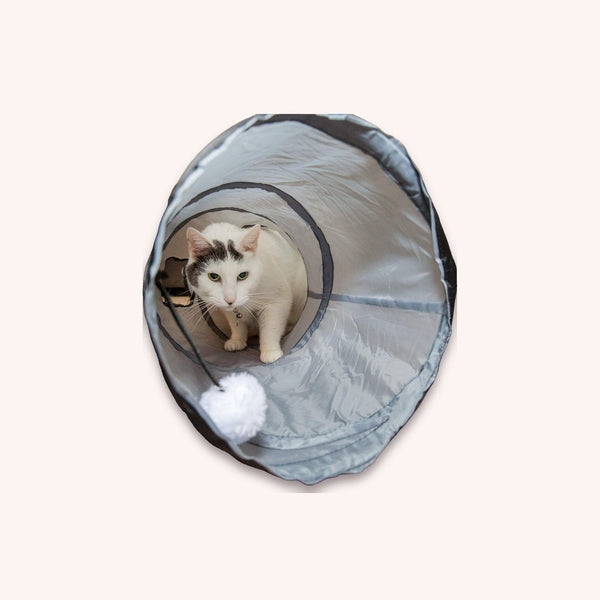 S-shaped cat tunnel, grey - momomoca