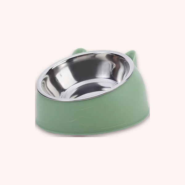 Tilted cat bowl stainless steel - momomoca